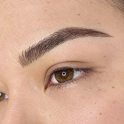 Close-up of nano brows with fine hairstrokes